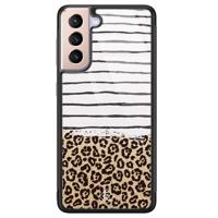 Samsung Galaxy S21 Plus glazen hardcase - Leopard lines