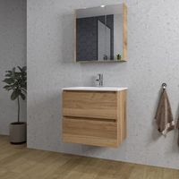 Adema Chaci Badkamermeubelset - 60x46x57cm - 1 keramische wasbak wit - 1 kraangat - 2 lades - Spiegelkast - kaneel SW718700/SW804530/SW812066/SW812073 - thumbnail