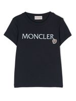 Moncler Enfant t-shirt en coton à logo brodé - Bleu