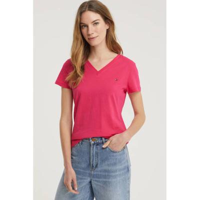 Tommy Hilfiger T-shirt van biologisch katoen fuchsia