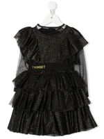 TWINSET Kids robe volantée en tulle pailletée - Noir