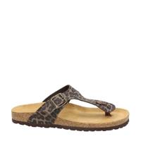 Nelson teenslippers met panterprint bruin