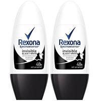 Rexona Onzichtbare deodorant voor dames, zwart-wit, frisheid, lichte geur, 50 ml, 2 stuks