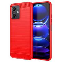 Xiaomi Redmi Note 12/Poco X5 Geborsteld TPU Hoesje - Koolstofvezel - Rood