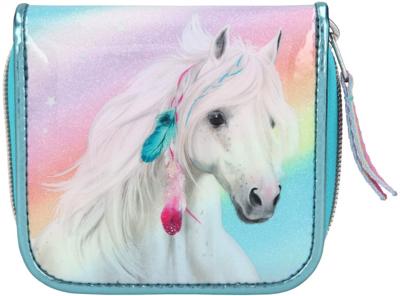 Miss Melody portemonnee Regenboog 12 cm polyester turquoise Miss Melody portemonnee Regenboog 12 cm polyester turquoise