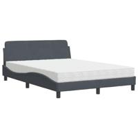 vidaXL Bed met matras fluweel donkergrijs 140x200 cm