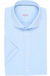 Pure Functional Slim Fit Jersey shirt lichtblauw, Effen