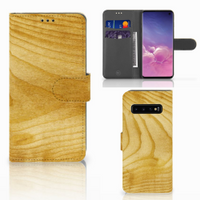 Samsung Galaxy S10 Book Style Case Licht Hout