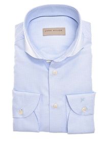 John Miller Slim Fit Overhemd lichtblauw, Pied De Poule