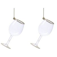 2x Transparant wijnglas kerstversiering hangdecoratie 10 cm