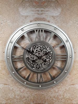 Wandklok tandwiel Open - zilver - draaiende tandwielen - Ø72 cm