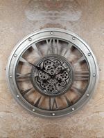 Wandklok tandwiel Open - zilver - draaiende tandwielen - Ø72 cm