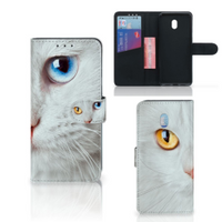 Xiaomi Redmi 8A Telefoonhoesje met Pasjes Witte Kat - thumbnail