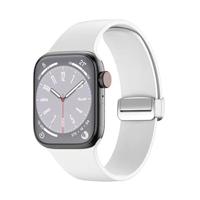 By Qubix - Siliconen bandje - Folding Buckle - Wit - Compatible met Apple Watch 44mm / 45mm / 46mm / 49mm - Compatible Apple watch bandjes