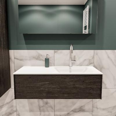 Lush onderkast 100cm in kleur DARK BROWN met 1 lade Push tot open geschikt voor rechtse wastafel. Compleet met solid surface wastafel cloud M35134met 1 kraangat(en) Lush onderkast 100cm in kleur DARK BROWN met 1 lade Push tot open geschikt voor rechtse wastafel. Compleet met solid surface wastafel cloud M35134met 1 kraangat(en)