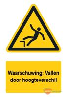 Waarschuwingsbord / sticker vallen door hoogteverschil met tekst - A4 - thumbnail