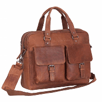 Chesterfield Leren Laptoptas Businessbag George Wax Pull Up Cognac
