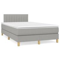 vidaXL Boxspring met matras stof lichtgrijs 120x190 cm, bed, boxspringbed, tweepersoonsbed, slaapmeubel, boxspring bed, bed met matras, bedframe