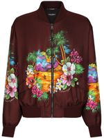 Dolce & Gabbana veste bomber en soie imprimée - Rouge - thumbnail