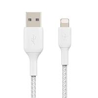 Belkin gevlochten Lightning-kabel (Boost Charge Lightning/USB-kabel voor iPhone, iPad, AirPods) MFi-gecertificeerde iPhone-laadkabel, gevlochten Lightning-kabel (15 cm, wit)