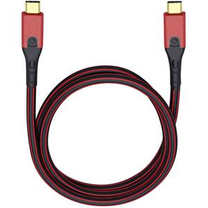 Oehlbach USB Evolution CC USB 3.2 Gen 1 (USB 3.0) [1x USB-C stekker - 1x USB-C stekker] 1.00 m Rood/zwart Vergulde steekcontacten