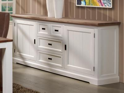 Dressoir CASABLANCA 2 deuren en 3 lades 225 cm havanna/wit