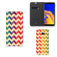 Samsung Galaxy J4 Plus Hoesje met Magneet Zigzag Multi Color