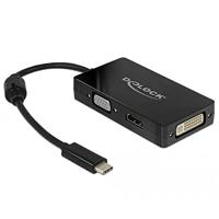 Delock USB-C multiport adapter naar HDMI/VGA/DVI monitor 3in1, 63925