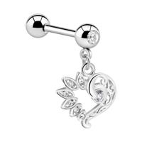 Jeweled Barbell with Charm Chirurgisch staal 316L / Belegde messing Barbells