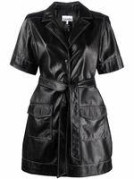 GANNI robe-chemise courte en cuir - Noir - thumbnail