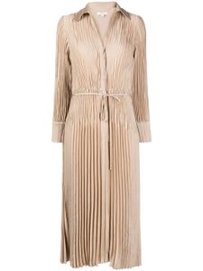 Vince pintuck-pleated midi dress - Marron