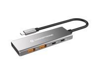 CONCEPTRONIC HUBBIES15G 4-Port USB 3.2 Gen 2 Hub, 10 Gbit/s, USB-C x 2, USB-A x 2, 100 W USB PD, aluminium behuizing
