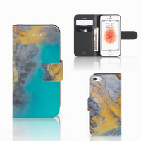 Apple iPhone 5 | 5s | SE Bookcase Marble Blue Gold - thumbnail