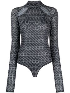 Patrizia Pepe monogram-pattern cut-out bodysuit - Noir