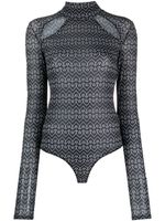 Patrizia Pepe monogram-pattern cut-out bodysuit - Noir - thumbnail