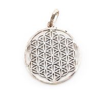 Flower of Life Hanger Messing Zilverkleurig (3 cm) - thumbnail