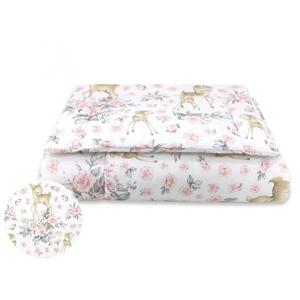 Dekbedset met Print Hertje Roze 135x100 cm + Kussen 40x60 cm