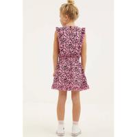 Cars jurk Xuxa met panterprint en ruches roze/zwart