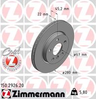 Remschijf COAT Z ZIMMERMANN, Remschijftype: Binnen geventileerd, u.a. für Mini, BMW - thumbnail