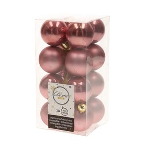 16x Kunststof kerstballen glanzend/mat oud roze 4 cm kerstboom versiering/decoratie   -