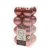 16x Kunststof kerstballen glanzend/mat oud roze 4 cm kerstboom versiering/decoratie   - - thumbnail