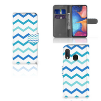 Samsung Galaxy A20e Telefoon Hoesje Zigzag Blauw