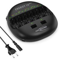 ANSMANN Acculader met led-display voor NI-MH NI-CD AAA AA Baby C Mono D 9V blokaccu, snel opladen, USB-oplaadbare apparaten opladen, accuonderhoud