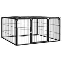 Bussandri Exclusive - Hondenkennel 4 panelen 100x50 cm gepoedercoat staal zwart