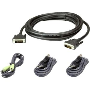 ATEN KVM Aansluitkabel [1x DVI-D-stekker, USB-A 2.0 stekker, Jackplug male 3,5 mm - 1x DVI-D-stekker, USB 2.0 bus A, Jackplug male 3,5 mm] 3.00 m Zwart