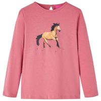 Kindershirt met lange mouwen paardenprint 128 oudroze - thumbnail