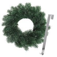 Kerstkrans 35 cm - blauwgroen - met zilveren hanger/ophanghaak - kerstversiering - thumbnail