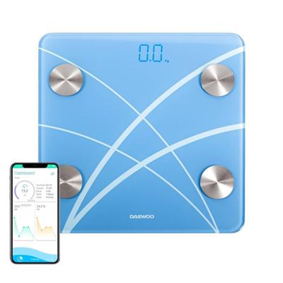 Daewoo Dbs180b Personenweegschaal Met Lichaamsanalyse - Smart - Bluetooth - 180 Kg - Blauw