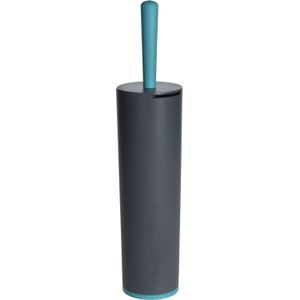 1x Toiletborstels antraciet grijs met turquoise 42 cm