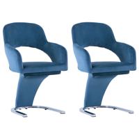 vidaXL Eetkamerstoelen 2 st fluweel blauw